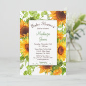 Sunflowers Jaune Baby shower Floral Invitation (Debout devant)