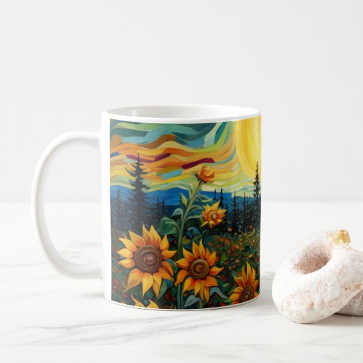 Sunflowers Koffiemok (Met donut)