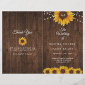 Sunflowers Lights Rustic Foled Wedding Programme (Devant)
