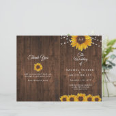 Sunflowers Lights Rustic Foled Wedding Programme (Debout devant)