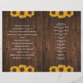 Sunflowers Lights Rustic Foled Wedding Programme (Dos)