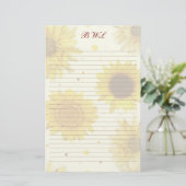 Sunflowers Lined Monogram Writing Paper Briefpapier (Staand voorkant)
