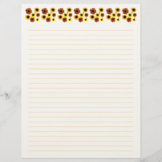 Sunflowers Lined Stationery Paper Briefhoofd (Voorkant)