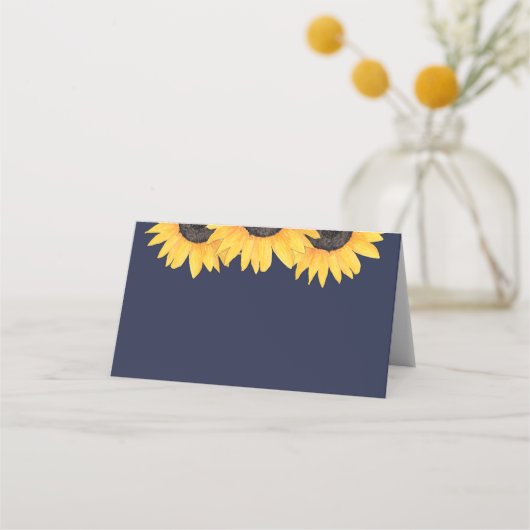 Sunflowers Mariage Cartes de Place Pays Bleu (Dos)