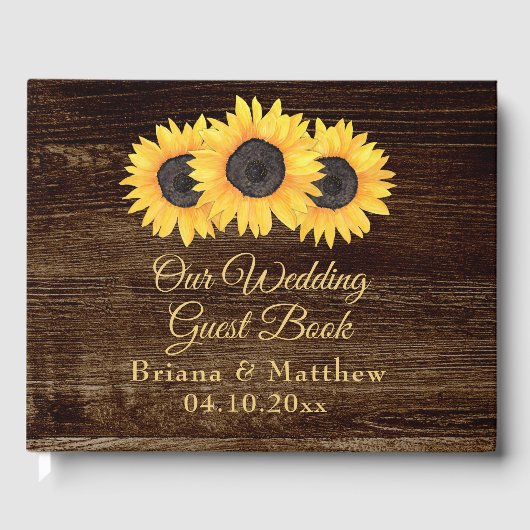 Sunflowers Mariage Livre d'or sur Wood Country (Recto)