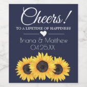 Sunflowers Mariage Vin Étiquette Pays Blue Chevaux (Étiquettes simples)