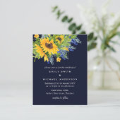Sunflowers Marine Bleu Jaune Mariage Invitations (Debout devant)