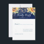 Sunflowers Marine Blue Rustic Wedding RSVP<br><div class="desc">Cartes de réponse de mariage campagnard bleu marine de tournesols</div>