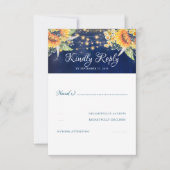 Sunflowers Marine Blue Rustic Wedding RSVP (Devant)