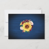 Sunflowers Mason Jar Marine Blue Wedding RSVP (Dos)