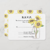 Sunflowers Mason Jar Wedding RSVP (Devant / Derrière)