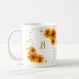 SunFlowers Monogram Koffiemok