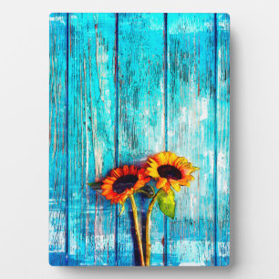 Sunflowers On Timber Deck Fotoplaat