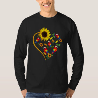 Sunflowers Parrots Cute Heart Shape Matching Bird T-shirt