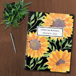 Sunflowers Personnalisé 2023<br><div class="desc">Ce planificateur unique est décoré de tournesols couleur jaune et de feuilles verts sur un arrière - plan noir. Facilement personnalisable avec votre nom et votre année. Parce que nous créons notre oeuvre,  vous ne trouverez pas cette image exacte d'autres designers. Aquarelle originale © Michele Davies.</div>