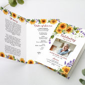 Sunflowers Photo Funérailles Programme d'ordre de