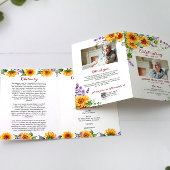 Sunflowers Photo Funérailles Programme d'ordre de