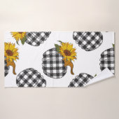 Sunflowers Plaid Citrouille sans couture motif. Fa (Serviette de bain)