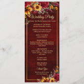 Sunflowers programme de mariage bordeaux (Dos)