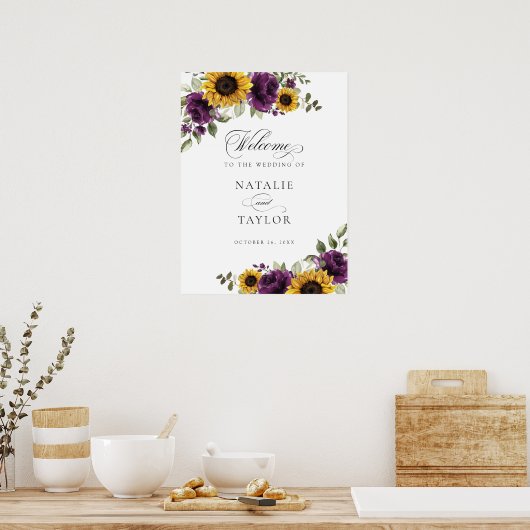 Sunflowers Purple Greenery Mariage Affiche de bien (Cuisine)