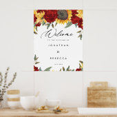 sunflowers red floral welcome sign poster (Cuisine)