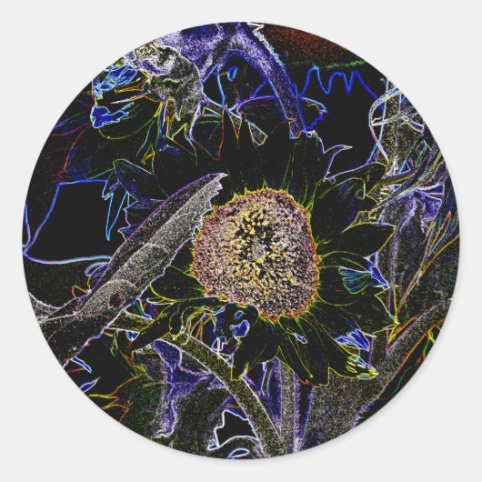 SUNFLOWERS RONDE STICKER (Voorkant)