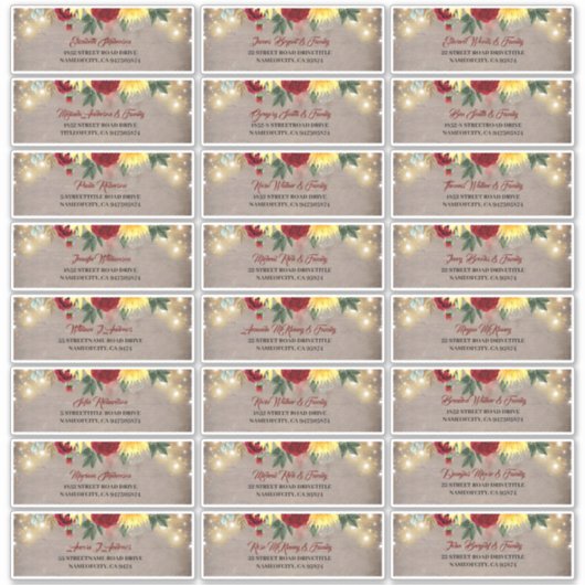 Sunflowers Rustic Fall Invitation Noms Étiquette d (Devant)