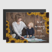 Sunflowers Rustic Mothers Carte photo de la Fête d (Devant / Derrière)