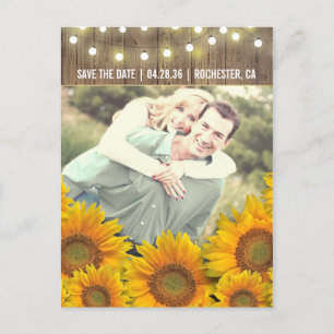 Sunflowers Rustic Photo Enregistrer la date Cartes