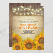 Sunflowers Rustic Wedding Invitations (Devant / Derrière)