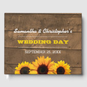 Sunflowers & Rustic Wood Mariage Livre d'invité (Recto)