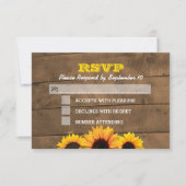 Sunflowers & Rustic Wood Wedding Carte RSVP (Devant)