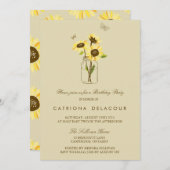 Sunflowers sur Mason Jar Invitation de fête d'anni (Devant / Derrière)