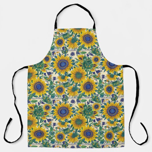 Sunflowers Ukrainian folk art motifs Apron Schort (Voorkant)