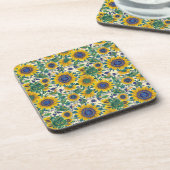 Sunflowers. Ukrainian folk art pattern. Bier Onderzetter (Linkerzijde)