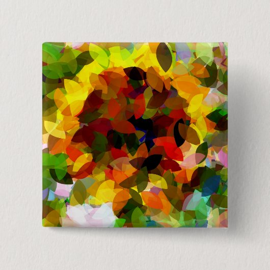 SUNFLOWERS VIERKANTE BUTTON 5,1 CM (Voorkant)