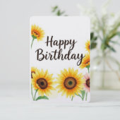 Sunflowers Watercolor Bonne carte d'anniversaire (Debout devant)