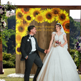 Sunflowers Wedding Backdrop to Personalize Wandkleed