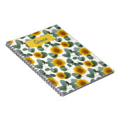 Sunflowers with Eucalyptus Leaves Pattern Custom Notitieboek (Rechterzijde)