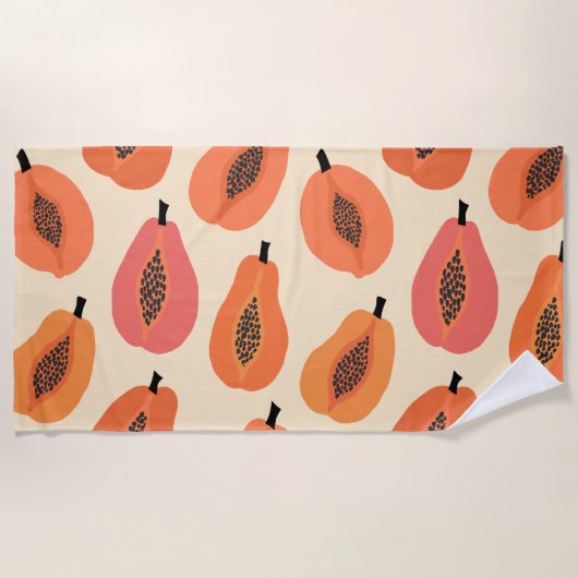 Sunfruit Slice Papaya Oranje tinten Strandlaken (Voorkant)