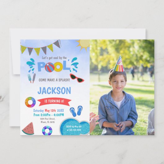 Sunglass Blue Cloud Pool Invitations d'anniversair (Devant)