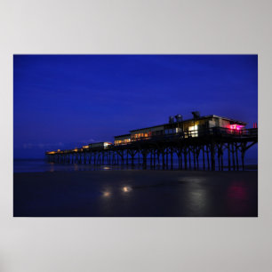 Sunglow Pier Night Stars Daytona Beach Poster
