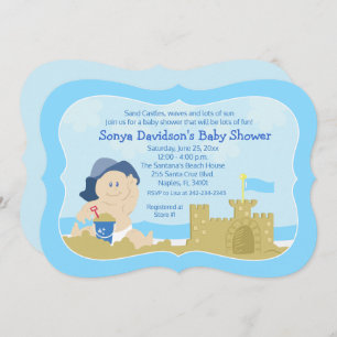 Sunhat Baby Sand Beach Boy Baby shower Invitation
