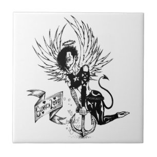 Sunken Love Punk Rock Pin-Up Tattoo Tegeltje