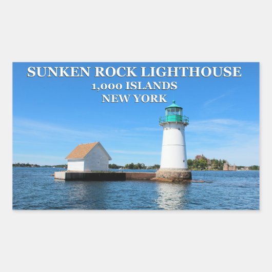 Sunken Rock Lighthouse, New York Rechthoekige Sticker (Voorkant)