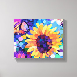 Sunlight & Butterflies Sunflower Canvas Art Afdruk