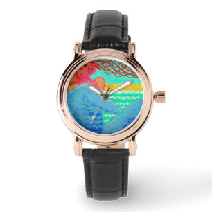 Sunlight Mermaid Abstracte Art Draag Horloge