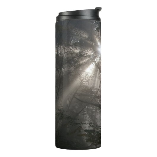 Sunlight Through Trees Dark Woodland Thermosbeker (Gedraaid links)