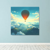 Sunlit Balloon Ride - Dreamlike Illustration Style Canvas Afdruk (Insitu (Houten vloer))