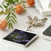 Sunlit Blooming Paars Agapanthus, Afrikaanse Lily Sleutelhanger (Zijkant)